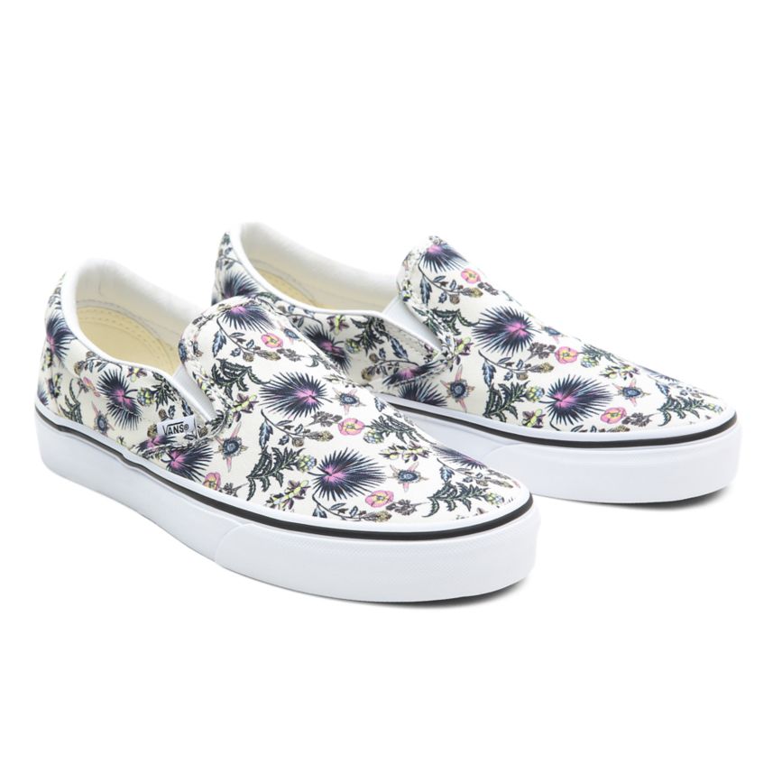 Vans Paradise Floral Classic Slip-On Dam Vita - Vans Slip On Skor Rea Online (EQGOR6849)